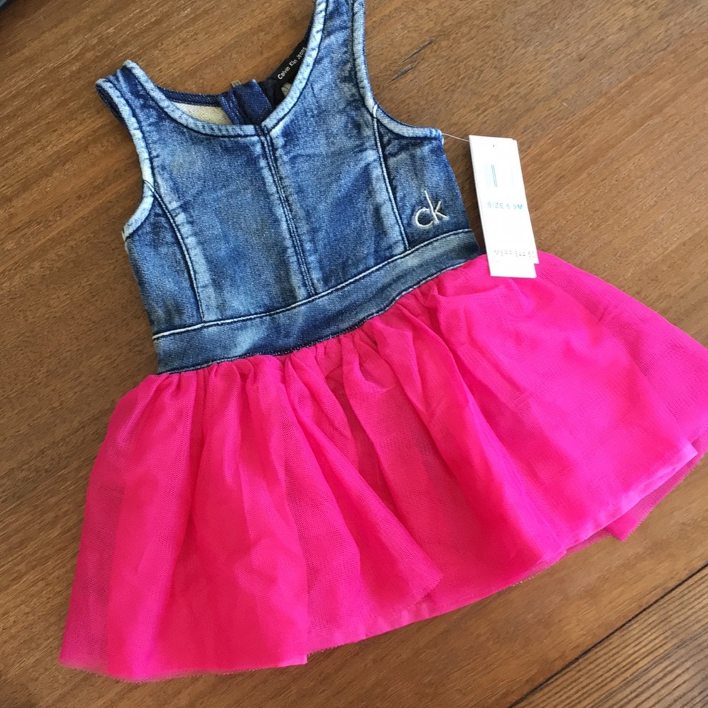 Denim & hot pink CK dress with bloomers 🌺